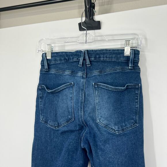 Good American Good Waist High Rise Skinny Jeans Raw Hem - Picture 7 of 8